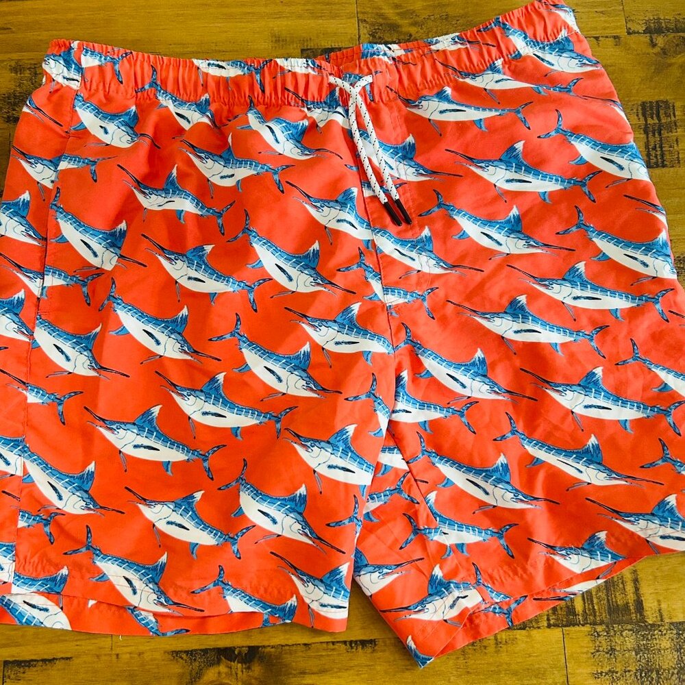 Swim Trunks, Coral, Marlins, Size L, Ocean & Coast